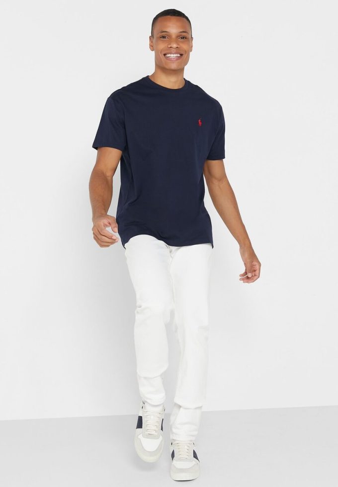 Marineblaue Ralph Lauren Essential T-Shirts mit Rundhalsausschnitt für Herren