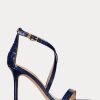 Marineblaue Ralph Lauren Gabriele Sandalen aus geprägtem Leder für Damen