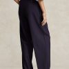 Marineblaue Ralph Lauren Hose aus Wollmischung mit geradem Bein für Damen
