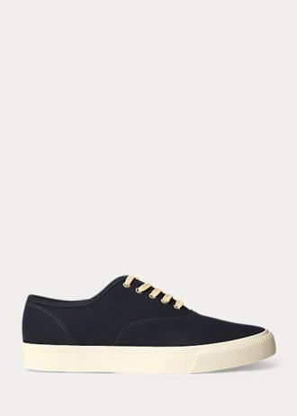Marineblaue Ralph Lauren Indigo Canvas Sneakers für Damen