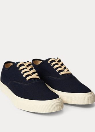 Marineblaue Ralph Lauren Indigo Canvas Sneakers für Damen
