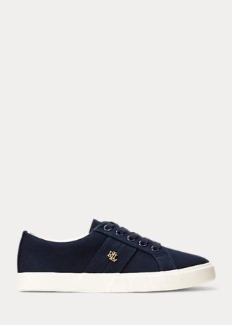 Marineblaue Ralph Lauren Janson II Canvas-Sneaker für Damen
