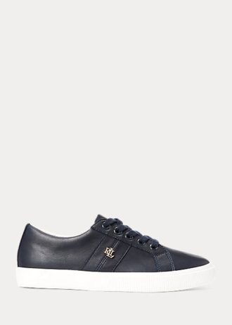 Marineblaue Ralph Lauren Janson II Sneakers aus Nappaleder für Damen