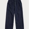 Marineblaue Ralph Lauren-Jeanshose mit weitem Bein aus Baumwoll-Leinen für Damen