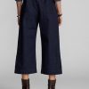 Marineblaue Ralph Lauren-Jeanshose mit weitem Bein aus Baumwoll-Leinen für Damen