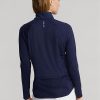 Marineblaue Ralph Lauren Jersey-Pullover mit Viertelreißverschluss für Damen