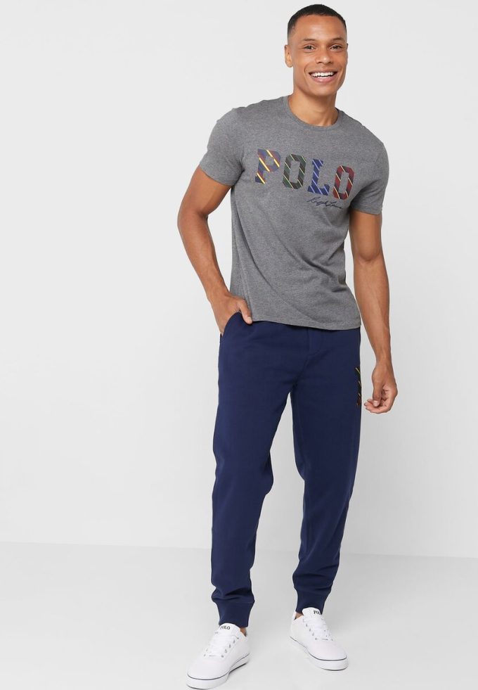 Marineblaue Ralph Lauren Jogginghose mit Kordelzug und Bündchen für Herren