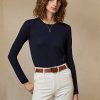 Marineblaue Ralph Lauren Kaschmirpullover mit Rundhalsausschnitt für Damen