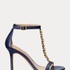 Marineblaue Ralph Lauren Kate Sandalen aus Nappaleder für Damen