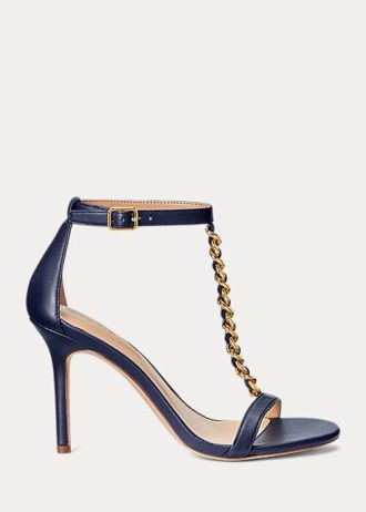 Marineblaue Ralph Lauren Kate Sandalen aus Nappaleder für Damen