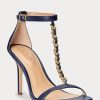 Marineblaue Ralph Lauren Kate Sandalen aus Nappaleder für Damen