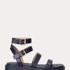 Marineblaue Ralph Lauren Kayleen Sandalen aus Nappaleder für Damen