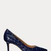 Marineblaue Ralph Lauren Lanette Pumps aus geprägtem Leder für Damen Marineblaue Ralph Lauren Lanette Pumps aus geprägtem Leder für Damen