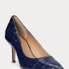 Marineblaue Ralph Lauren Lanette Pumps aus geprägtem Leder für Damen Marineblaue Ralph Lauren Lanette Pumps aus geprägtem Leder für Damen