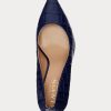 Marineblaue Ralph Lauren Lanette Pumps aus geprägtem Leder für Damen Marineblaue Ralph Lauren Lanette Pumps aus geprägtem Leder für Damen