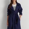 Marineblaue Ralph Lauren Mäntel aus Baumwoll-Twill für Damen