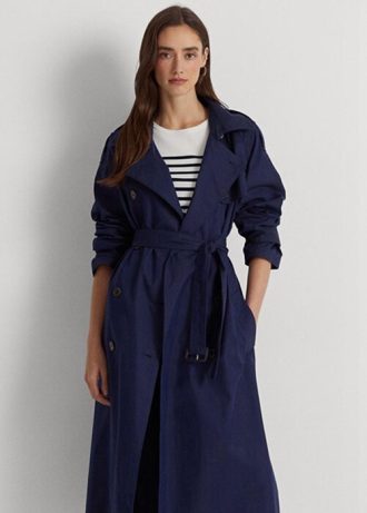 Marineblaue Ralph Lauren Mäntel aus Baumwoll-Twill für Damen