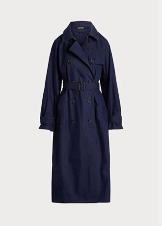 Marineblaue Ralph Lauren Mäntel aus Baumwoll-Twill für Damen