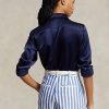 Marineblaue Ralph Lauren Mulberry Silk Shir Shirts für Damen