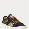 Marineblaue Ralph Lauren Nelson Twill-Sneaker mit Logo-Patch für Herren
