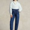 Marineblaue Ralph Lauren Paperbag-Joggingjeans für Damen