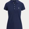 Marineblaue Ralph Lauren Performance-Poloshirts im Tailored Fit für Damen