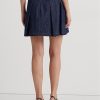 Marineblaue Ralph Lauren Plissee-Miniröcke aus Denim für Damen