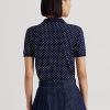 Marineblaue Ralph Lauren Polka-Dot Piqué-Poloshirts für Damen