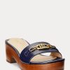 Marineblaue Ralph Lauren Roxanne Sandalen aus Nappaleder für Damen