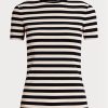 Marineblaue Ralph Lauren T-Shirts aus gestreifter Stretch-Baumwolle für Damen