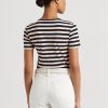 Marineblaue Ralph Lauren T-Shirts aus gestreifter Stretch-Baumwolle für Damen