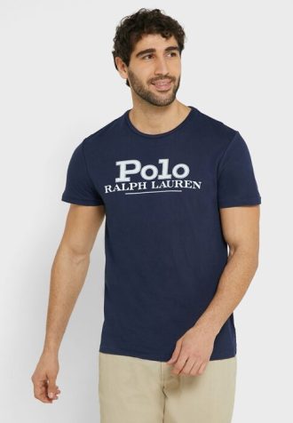 Marineblaue Ralph Lauren T-Shirts mit Brustlogo für Herren
