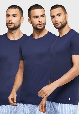 Marineblaue Ralph Lauren T-Shirts mit Rundhalsausschnitt im 3er-Pack für Herren