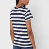 Marineblaue Ralph Lauren T-Shirts mit Rundhalsausschnitt und Streifen für Damen