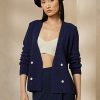 Marineblaue Ralph Lauren Zweireihige Strickjacken für Damen