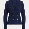 Marineblaue Ralph Lauren Zweireihige Strickjacken für Damen