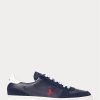 Marineblaue / rote Herren-Sneakers „Court“ aus Leder und Wildleder von Ralph Lauren