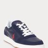 Marineblaue / rote Herren-Sneakers „Court“ aus Leder und Wildleder von Ralph Lauren