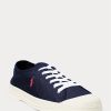 Marineblaue / rote Ralph Lauren Essence 100 Canvas Cap-Toe-Sneaker für Herren