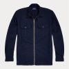 Marineblaue, stückgefärbte Oxford-Overshirt-Jacken von Ralph Lauren für Herren Marineblaue, stückgefärbte Oxford-Overshirt-Jacken von Ralph Lauren für Herren