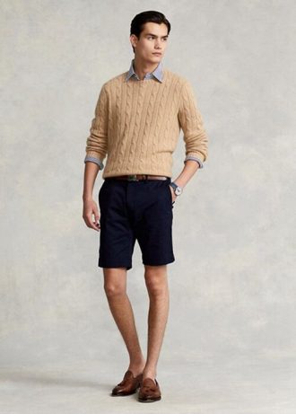 Marineblaue Stretch-Chino-Shorts im Slim Fit von Ralph Lauren für Herren