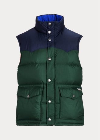 Marineblaue wasserabweisende Daunenweste im Westernstil von Ralph Lauren für Herren
