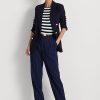 Marineblaue/weiße gerade Hose aus Nadelstreifen-Twill für Damen von Ralph Lauren