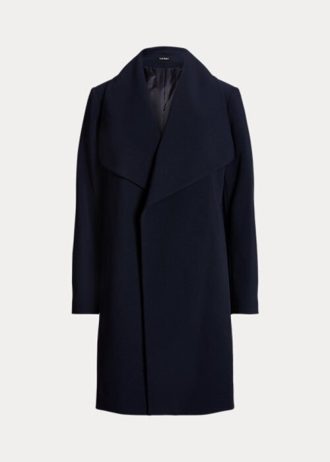 Marineblaue Wickelmäntel aus Crêpe für Damen von Ralph Lauren