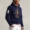 Marineblauer Fleece-Hoodie mit großem Polo-Wappen von Ralph Lauren für Herren