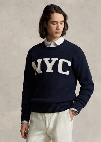 Marineblauer Pullover mit Rundhalsausschnitt für Herren von Ralph Lauren Nyc