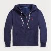 Marineblauer Ralph Lauren Fleece-Hoodie mit durchgehendem Reißverschluss für Damen