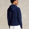 Marineblauer Ralph Lauren Fleece-Hoodie mit durchgehendem Reißverschluss für Damen