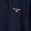Marineblauer Ralph Lauren-Kapuzenpullover mit Logo-Ärmeln für Herren