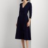Marineblaues Jerseykleid mit Überwurf von Ralph Lauren für Damen